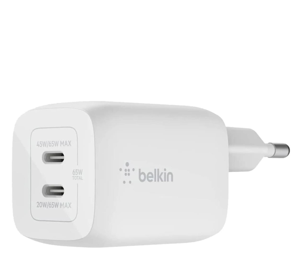 BELKIN Podwójna ścienna USB-C GaN z PPS 65 W Biała WCH013vfWH - 1082676 - zdjęcie